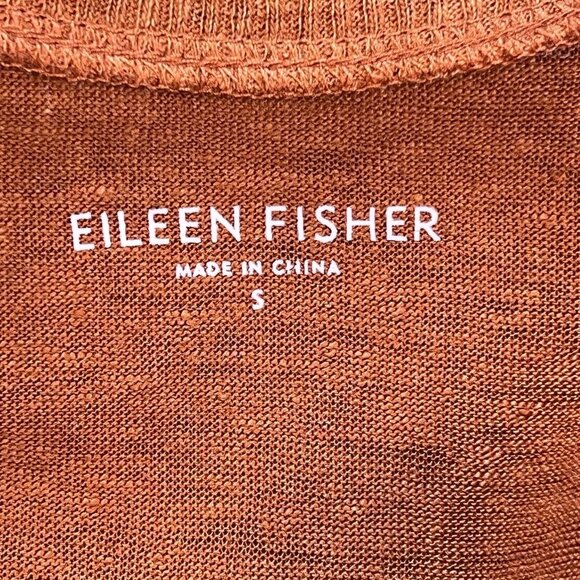 Eileen Fisher Size Small Linen Burnt Orange Oversized Racerback Tank Top Pockets - Picture 5 of 8